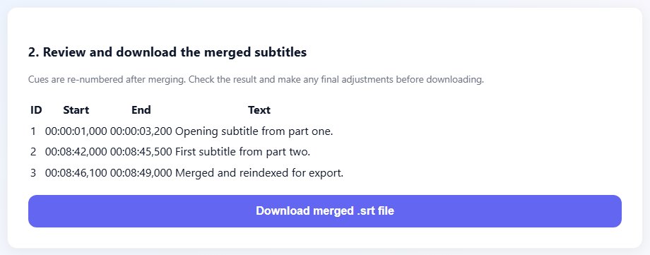 Merge Subtitles workflow for combining multiple SRT files into one output